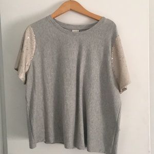 NWT Top w/Sequined Sleeves